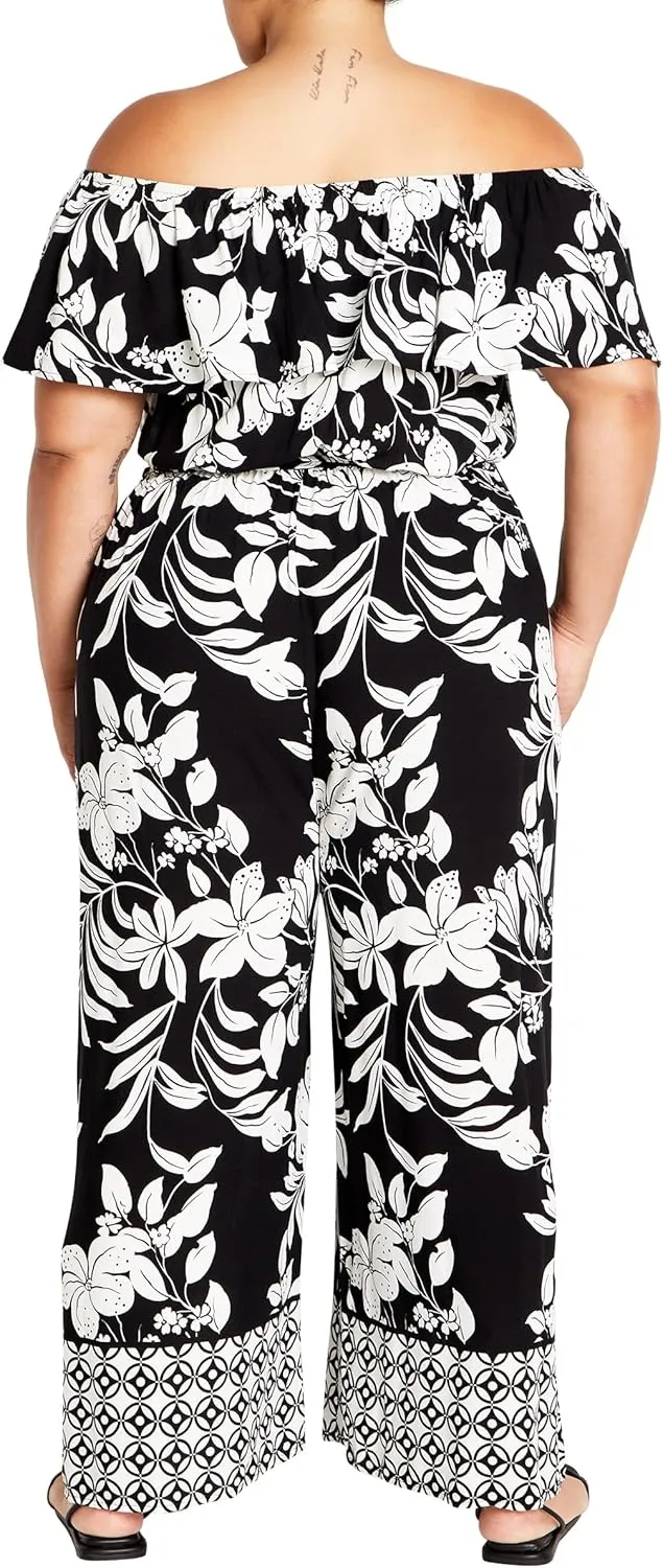 City Chic Plus Size Jumpsuit, Sienna Border Jumpsuit