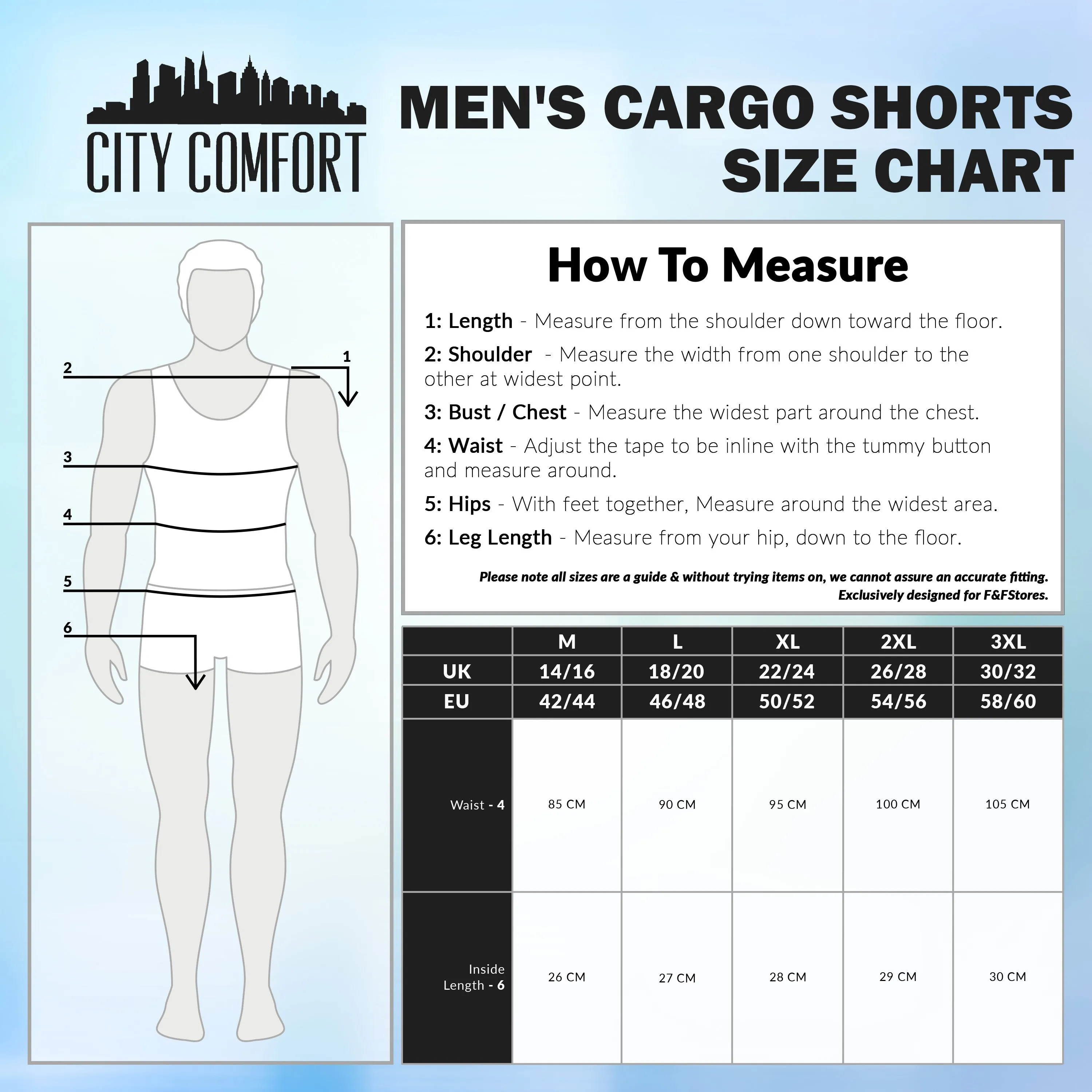 CityComfort Mens Cargo Shorts with Pockets - Summer Shorts