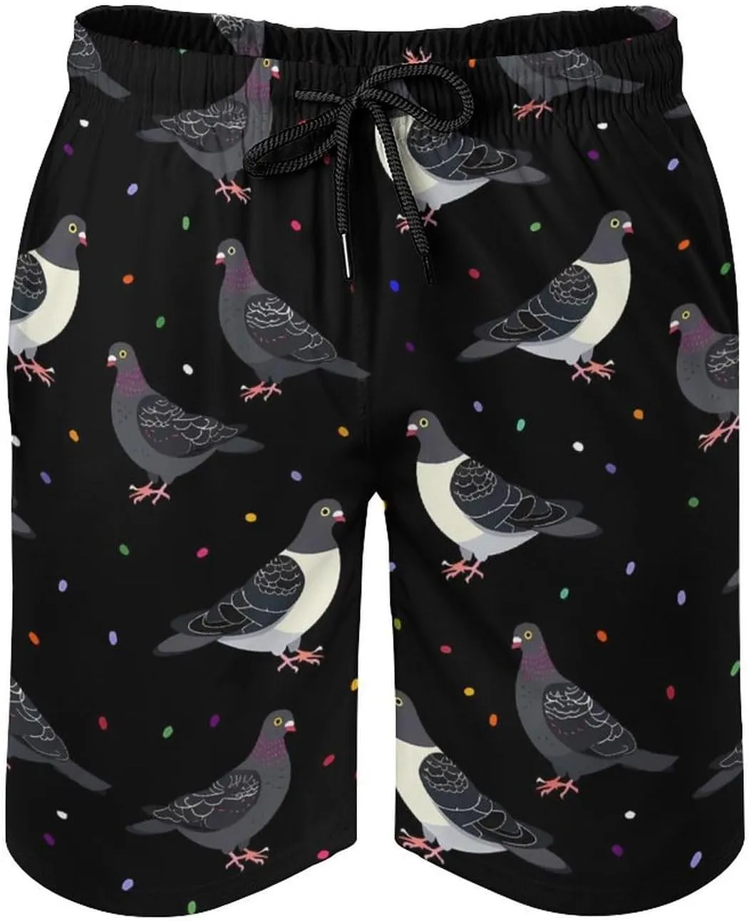 Cute Cartoon Pigeons Men's Swim Trunks Quick Dry Board Shorts Breathable Summer Beach Shorts Bathing Suits