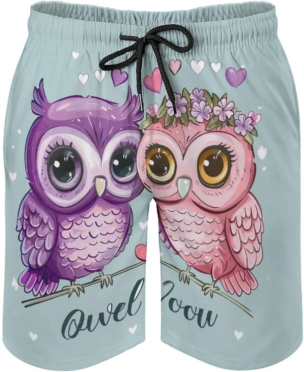 Cute Owl Love You Men's Swim Trunks Quick Dry Board Shorts Breathable Summer Beach Shorts Bathing Suits