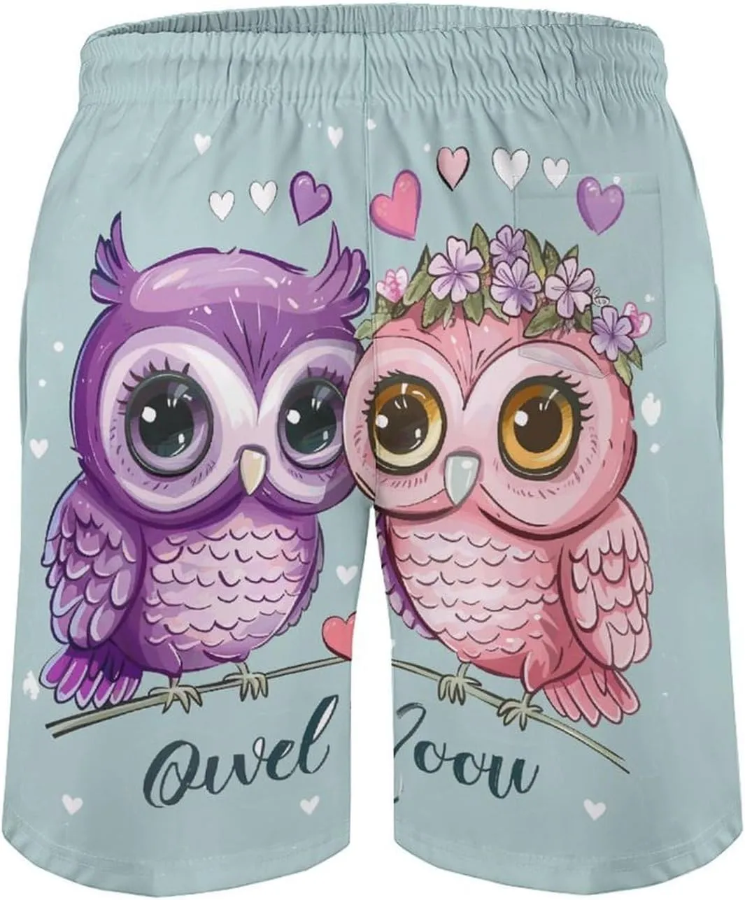Cute Owl Love You Men's Swim Trunks Quick Dry Board Shorts Breathable Summer Beach Shorts Bathing Suits