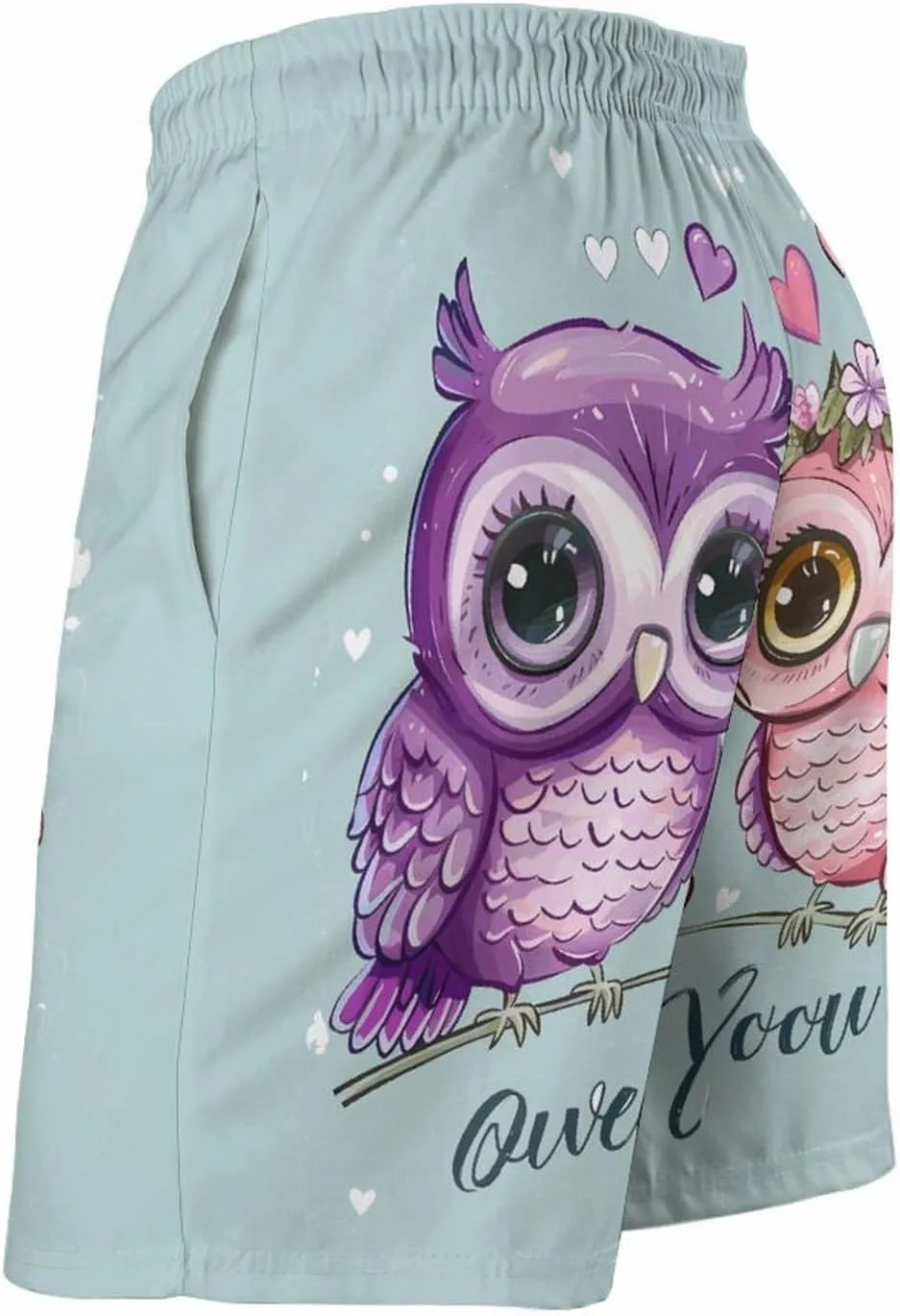 Cute Owl Love You Men's Swim Trunks Quick Dry Board Shorts Breathable Summer Beach Shorts Bathing Suits