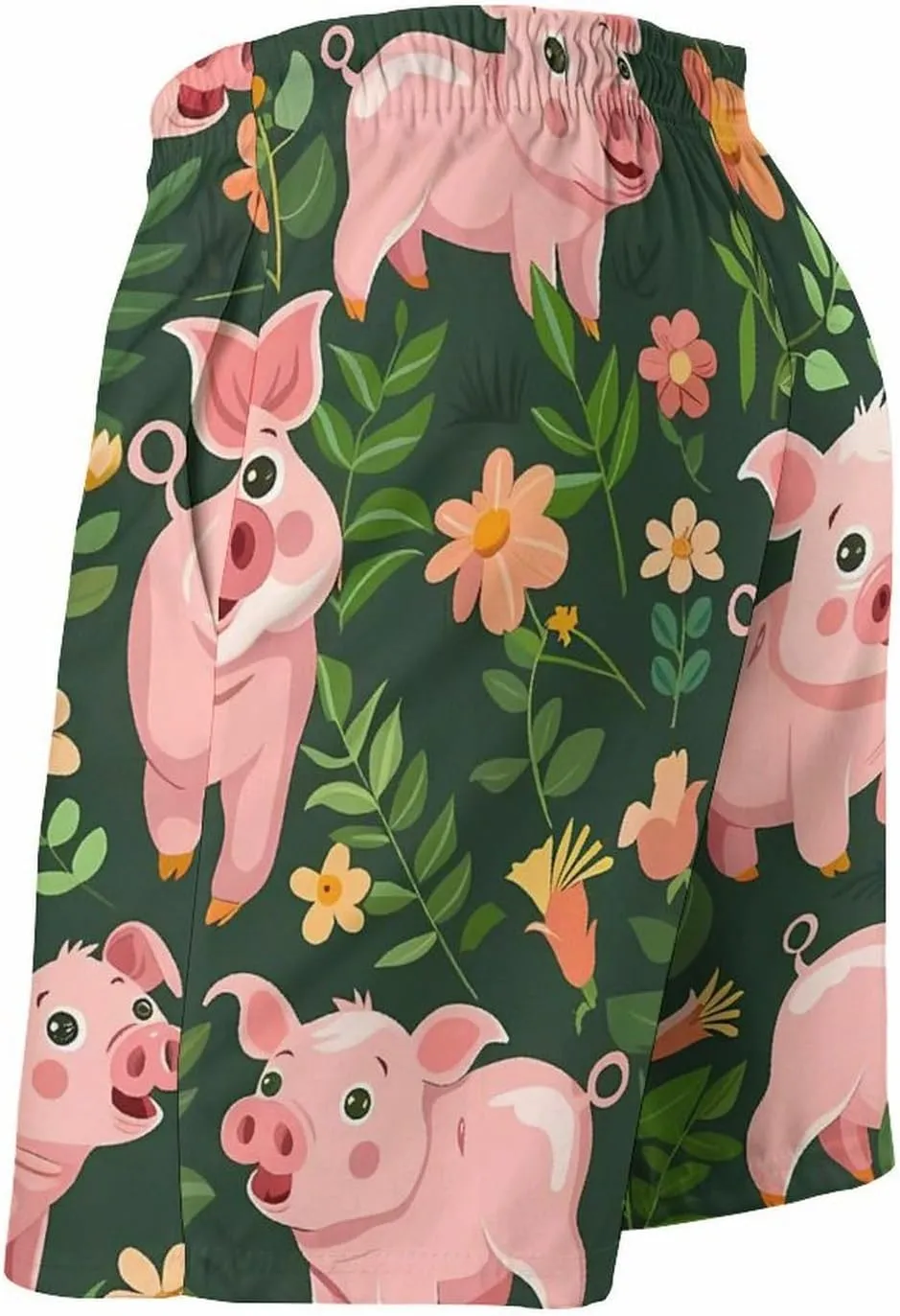Cute Pigs with Herbs Men's Swim Trunks Quick Dry Board Shorts Breathable Summer Beach Shorts Bathing Suits