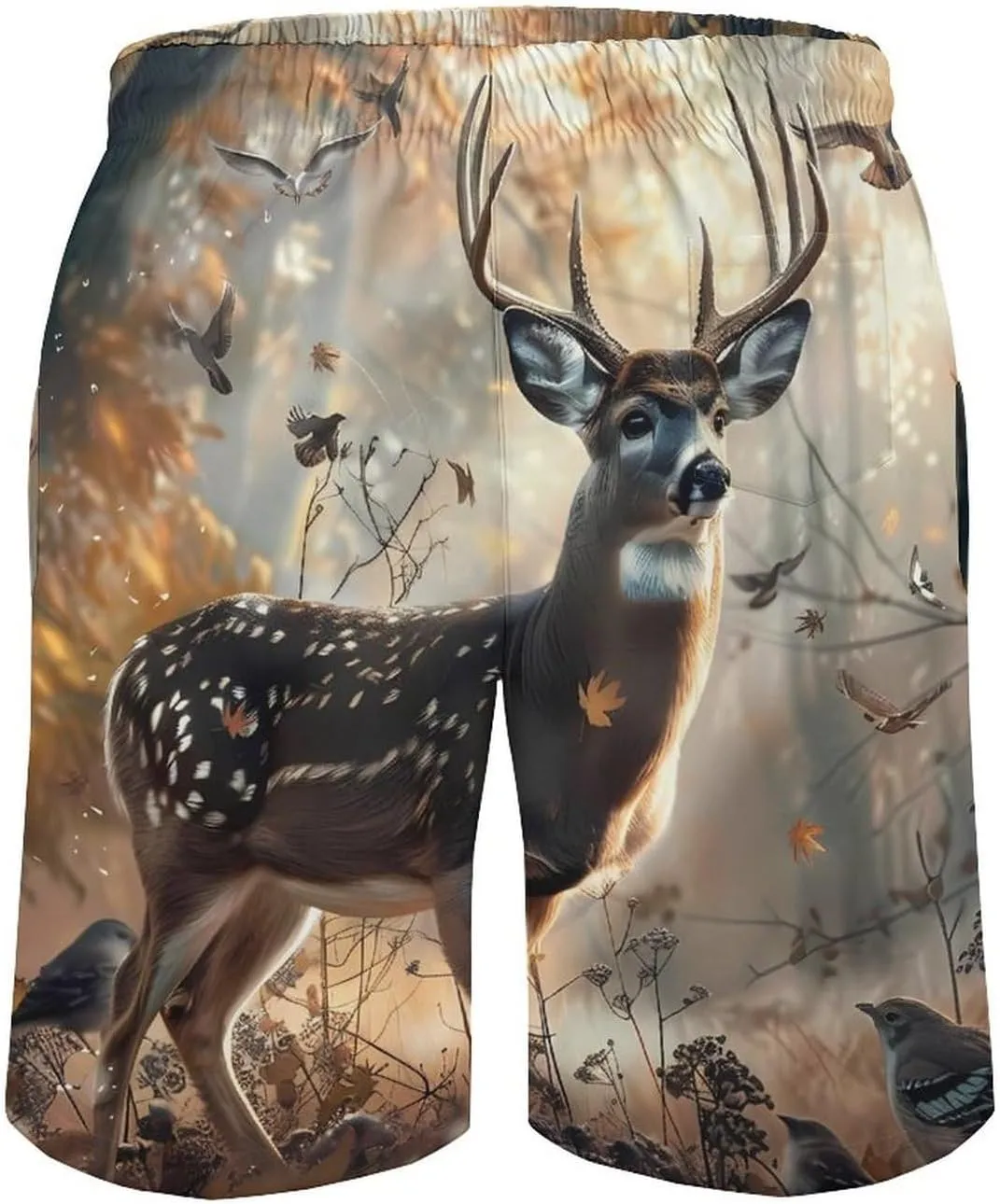 Deer Hunting Deer in The Forests Men's Swim Trunks Quick Dry Board Shorts Breathable Summer Beach Shorts Bathing Suits