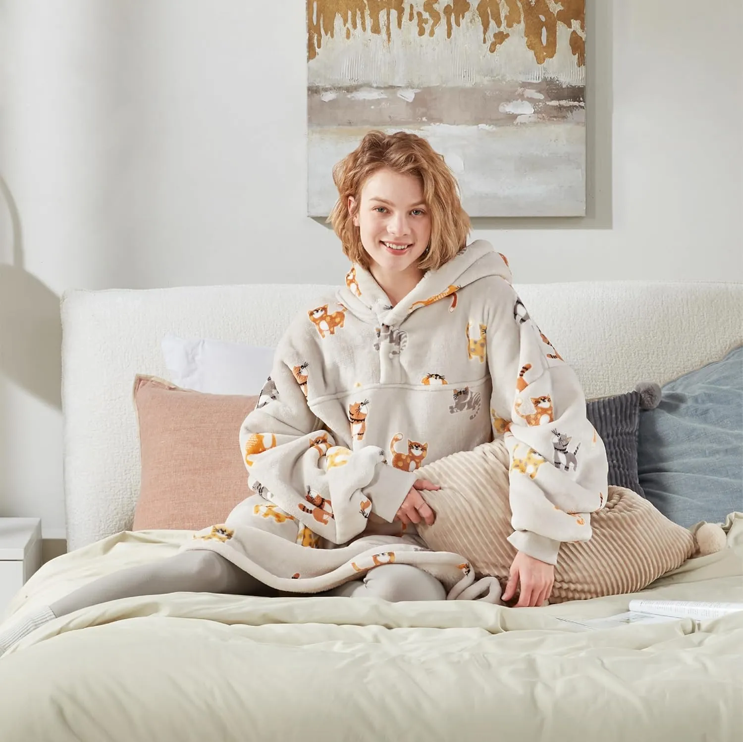 Degrees of Comfort Wearable Blanket Hoodie for Adults Women & Men - Cozy Warm, One Size Fits All