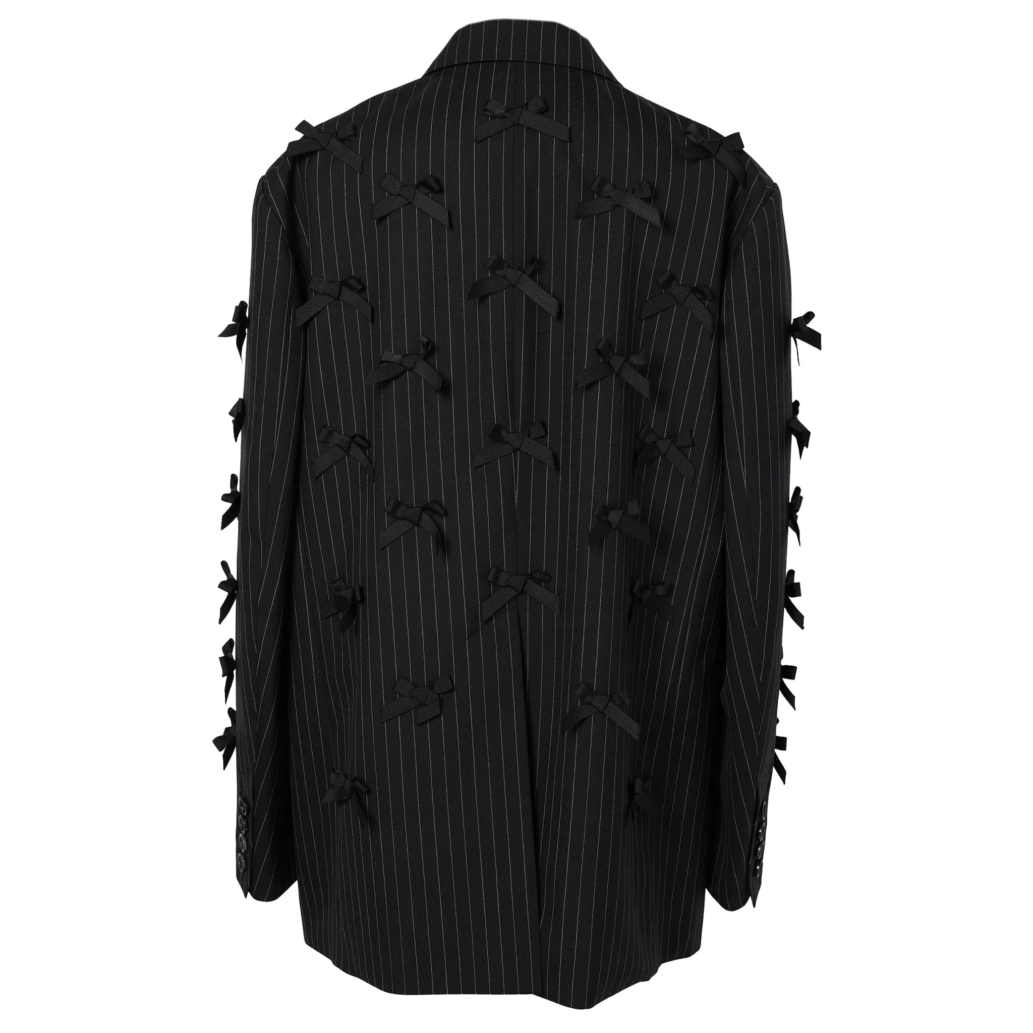 DOUBLE BREASTED PEAKED LAPEL JACKET. / 126:BLACK x WHITE CHALK STRIPE