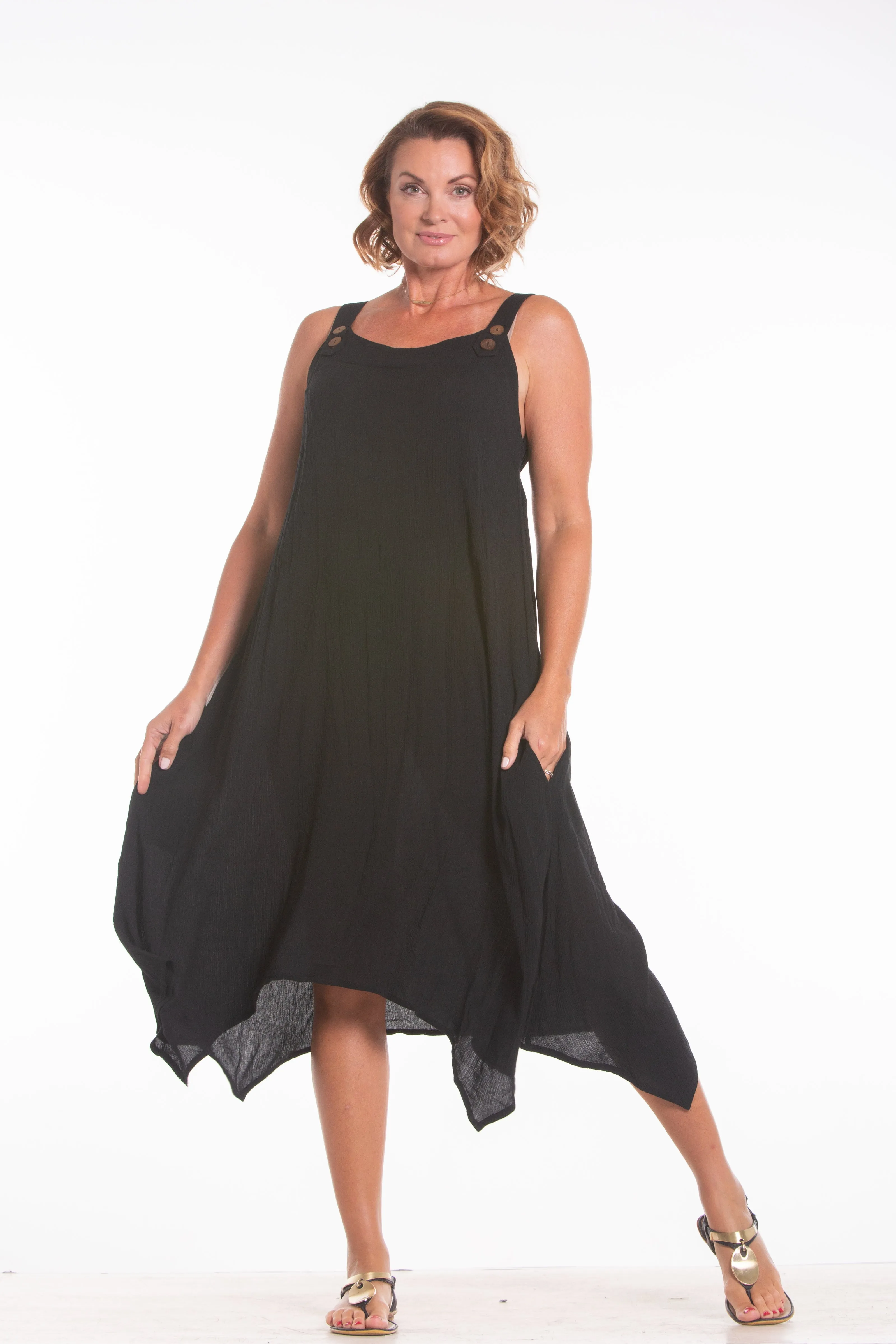 Dress Long Button Solid  SALE