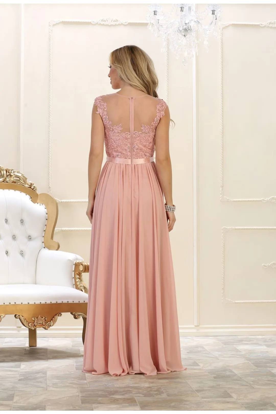 Dusty Rose Bridesmaid Dresses in Satin and Plus Size Gowns by MQ1428