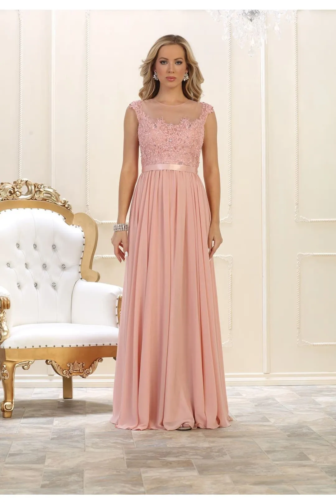 Dusty Rose Bridesmaid Dresses in Satin and Plus Size Gowns by MQ1428