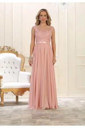 Dusty Rose Bridesmaid Dresses in Satin and Plus Size Gowns by MQ1428