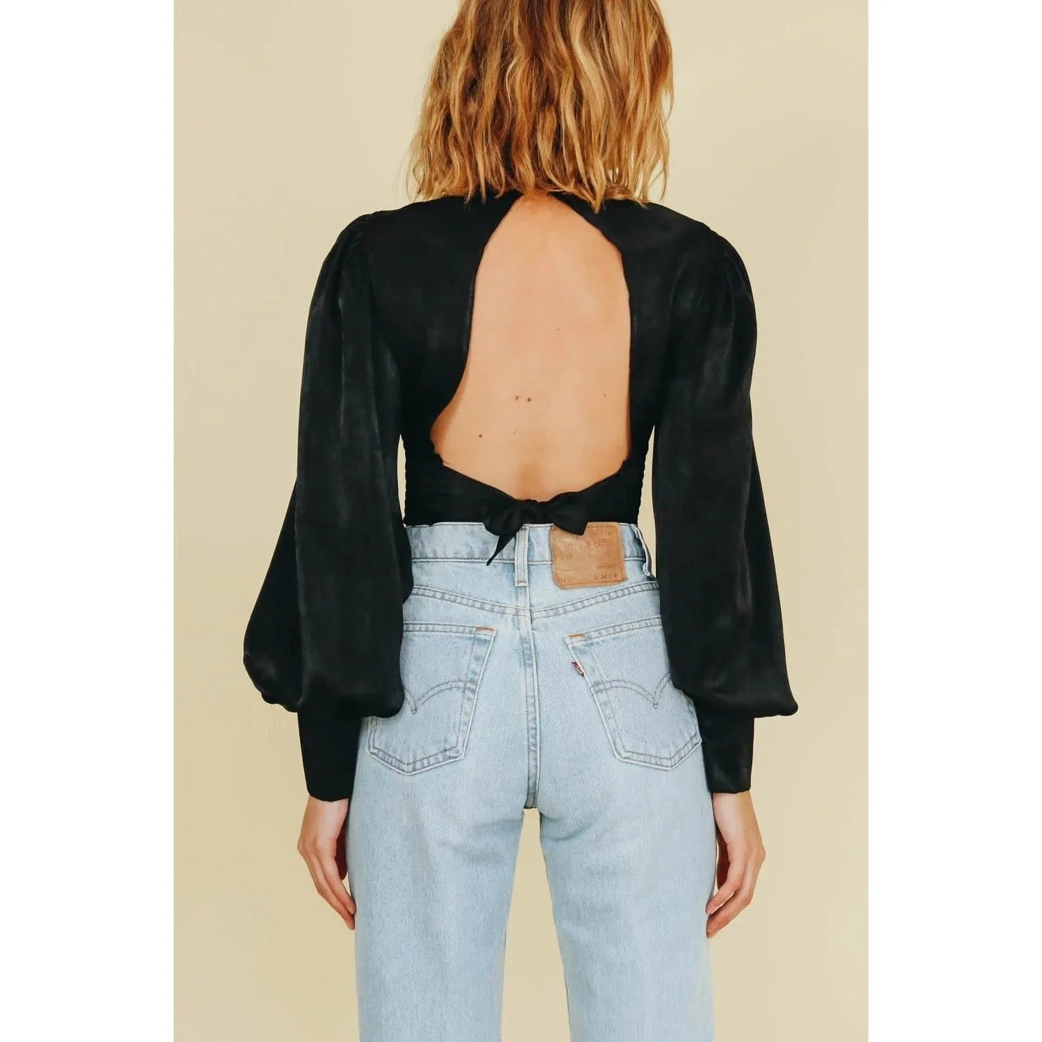 ELEGANT BACKLESS SILK CROP TOP