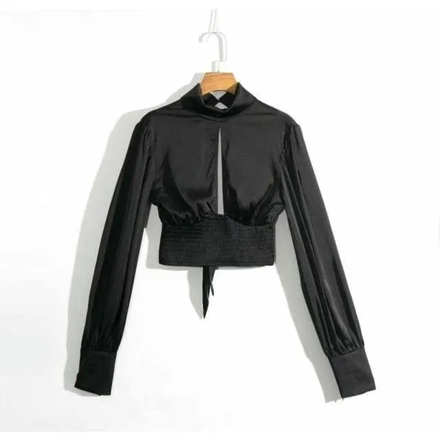 ELEGANT BACKLESS SILK CROP TOP