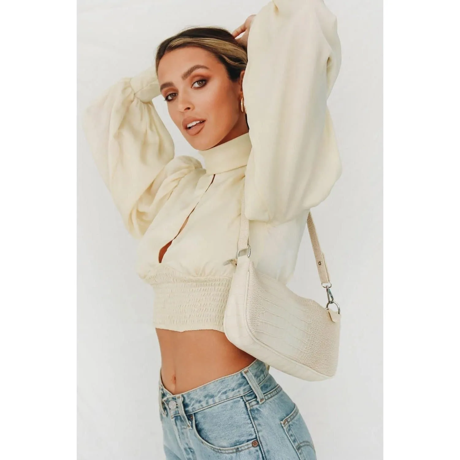 ELEGANT BACKLESS SILK CROP TOP