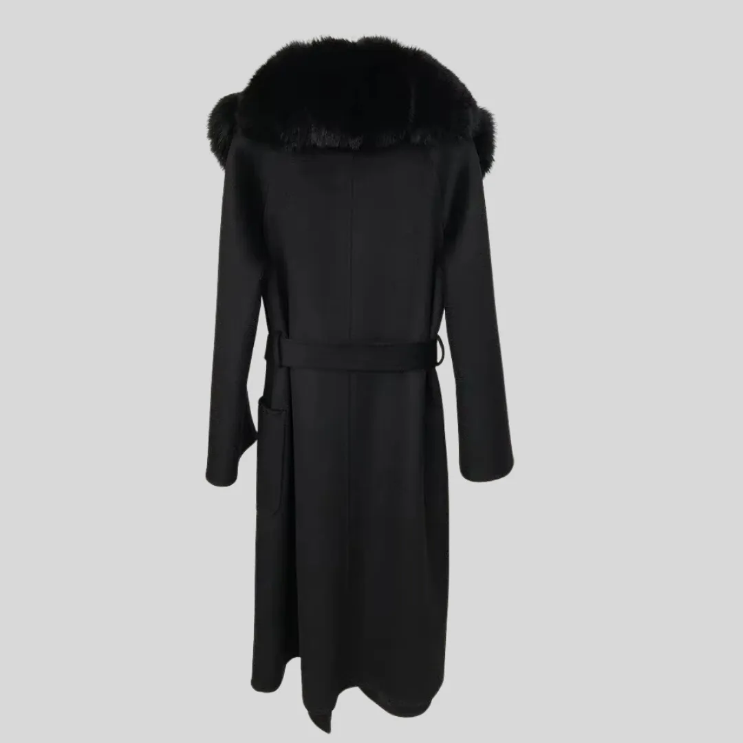 Elegant Long Overcoat - Black