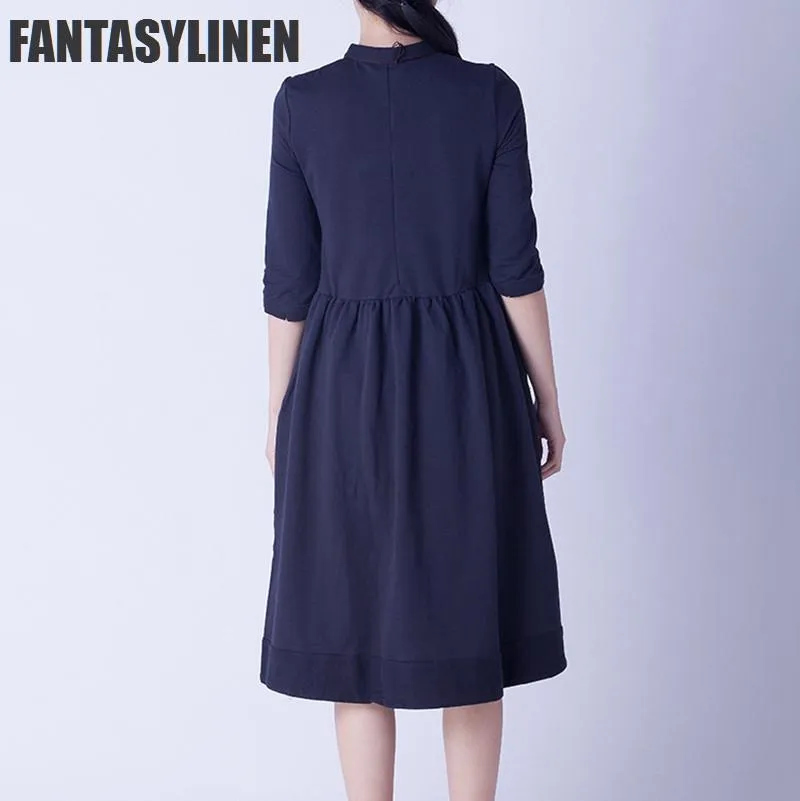 Elegant Warm Loose Casual Dress Women Tops Q0809A