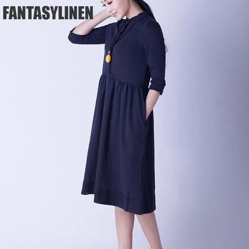 Elegant Warm Loose Casual Dress Women Tops Q0809A
