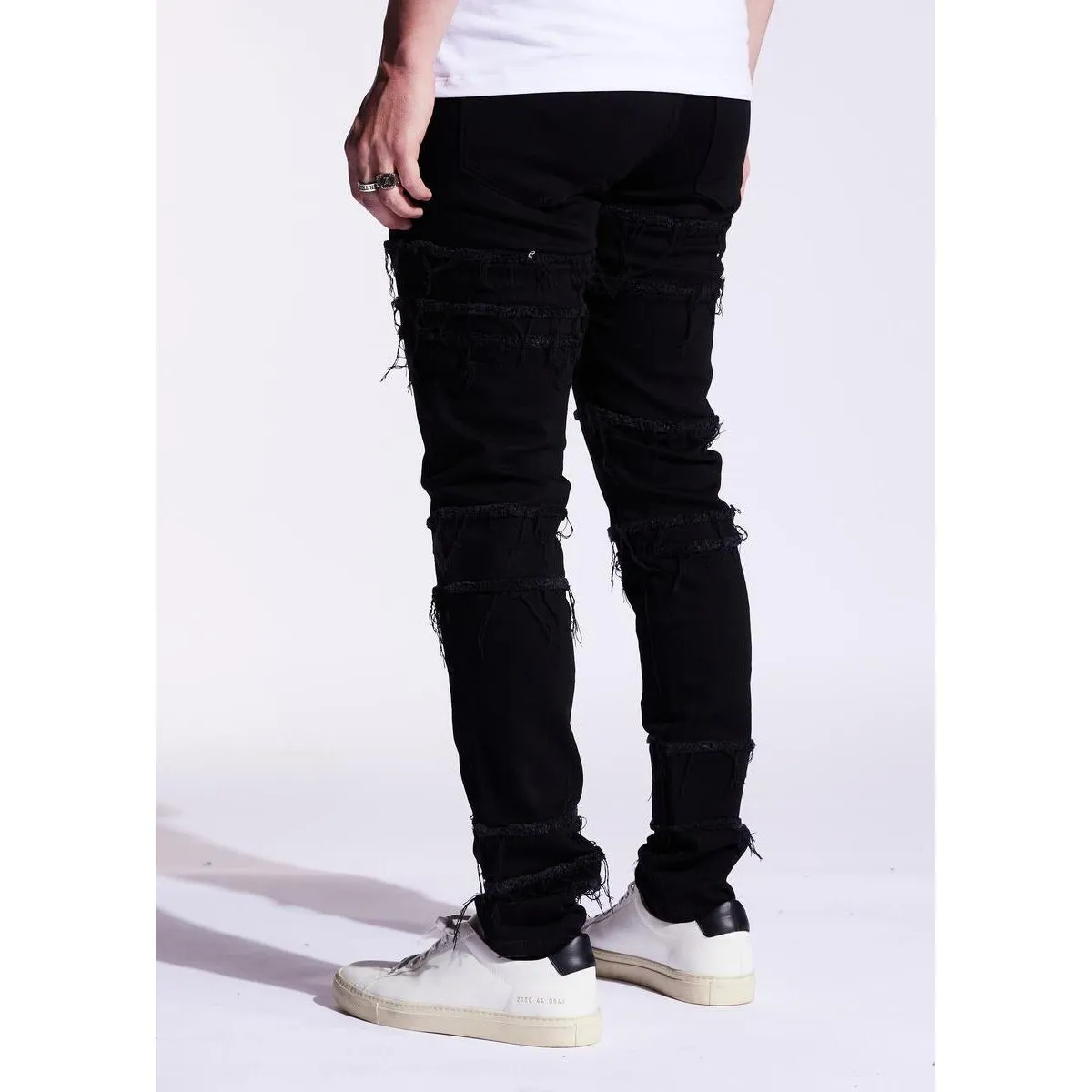 Embellish Black Distressed Blade Denim Jeans (EMBF221-111)