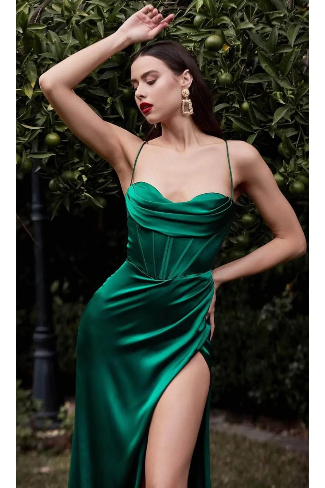 Emerald Christmas & Holiday Dress in Satin By Ladivine 7483