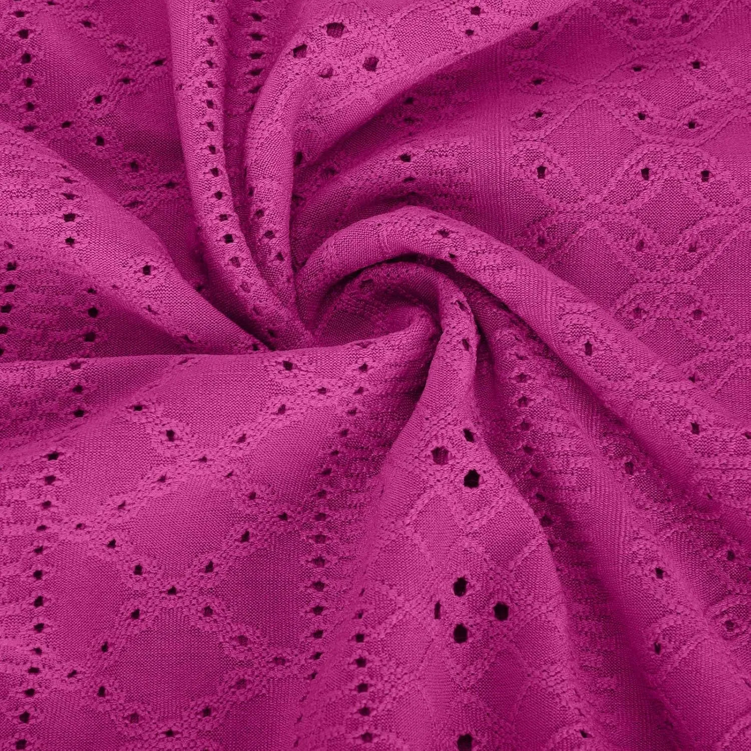 Eyelet Sundress for Women Hollow Out Embroidery & Breathable O-Neck Beach Dress Casual Midi Dress with Pockets