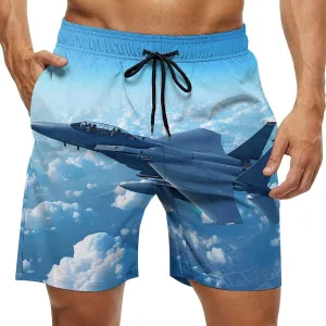 F-15 Eagle Jet Plane Men's Swim Trunks Quick Dry Board Shorts Breathable Summer Beach Shorts Bathing Suits