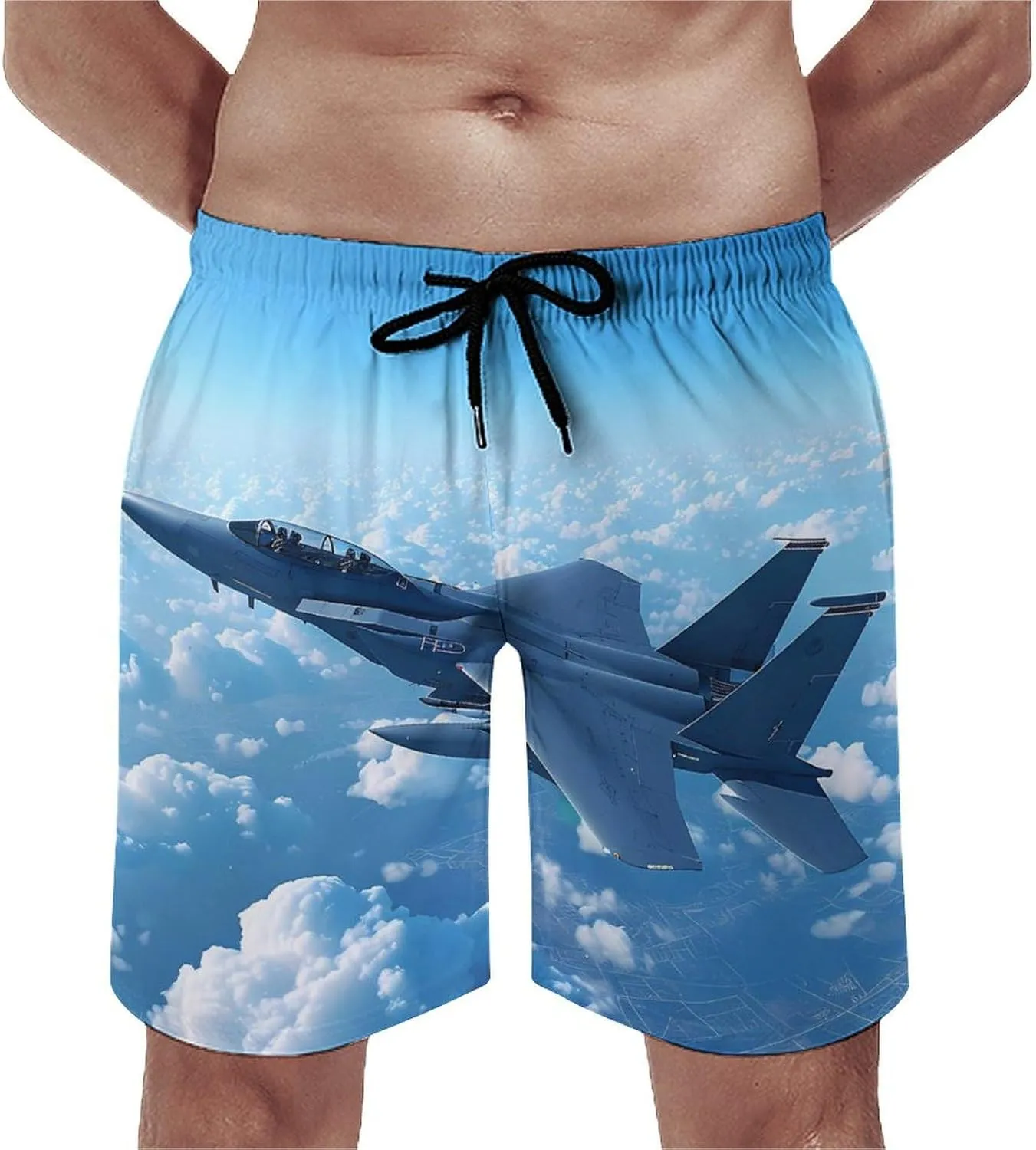 F-15 Eagle Jet Plane Men's Swim Trunks Quick Dry Board Shorts Breathable Summer Beach Shorts Bathing Suits
