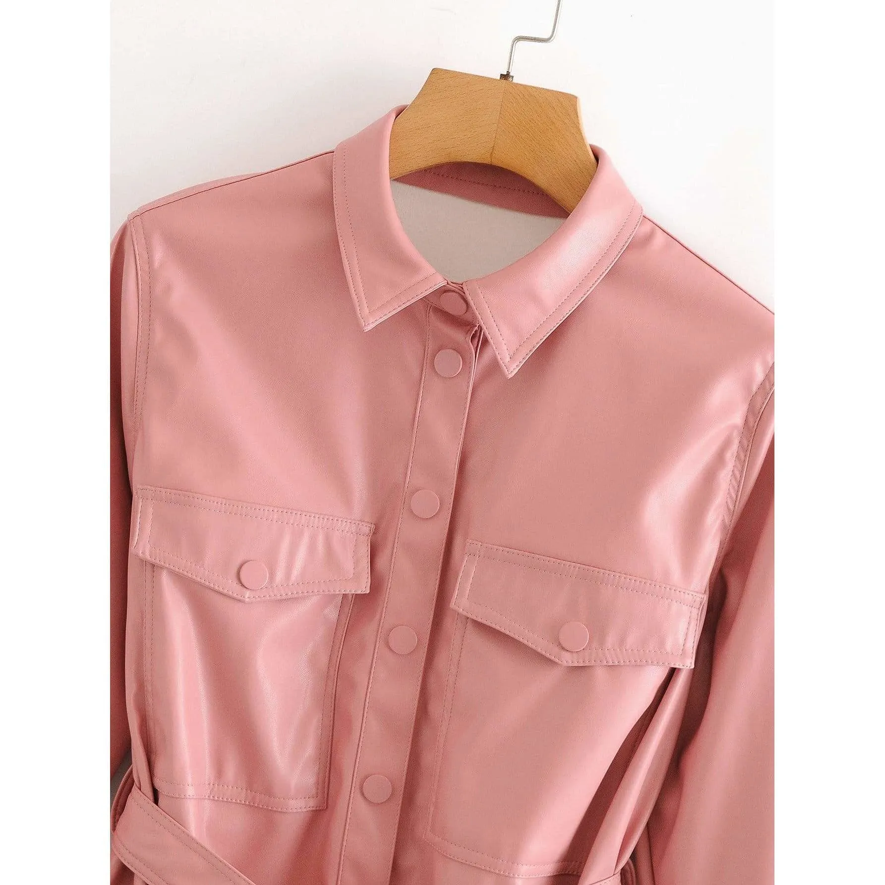 Faux Oversize Leather Coat