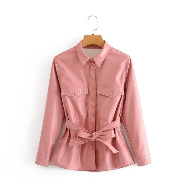 Faux Oversize Leather Coat