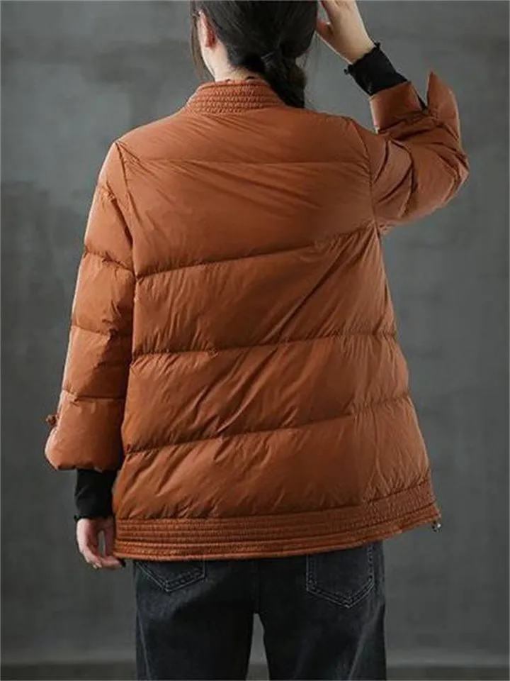 Female Light Chic Winter Short White Duck Down Coats