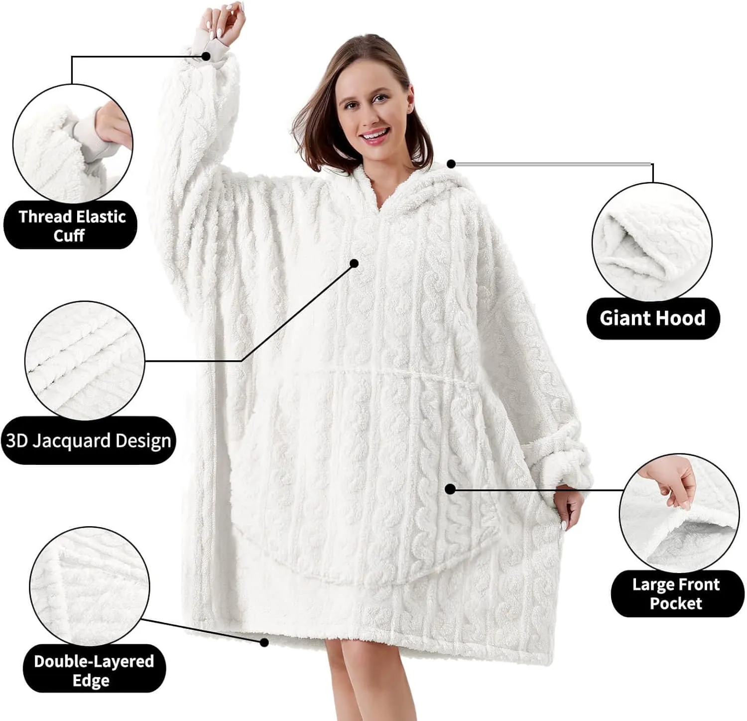 FestiCorp Oversized Blanket Hoodie for Adults - Extra Long Wearable Sweatshirt with Giant Sleeve, Hood and Pocket