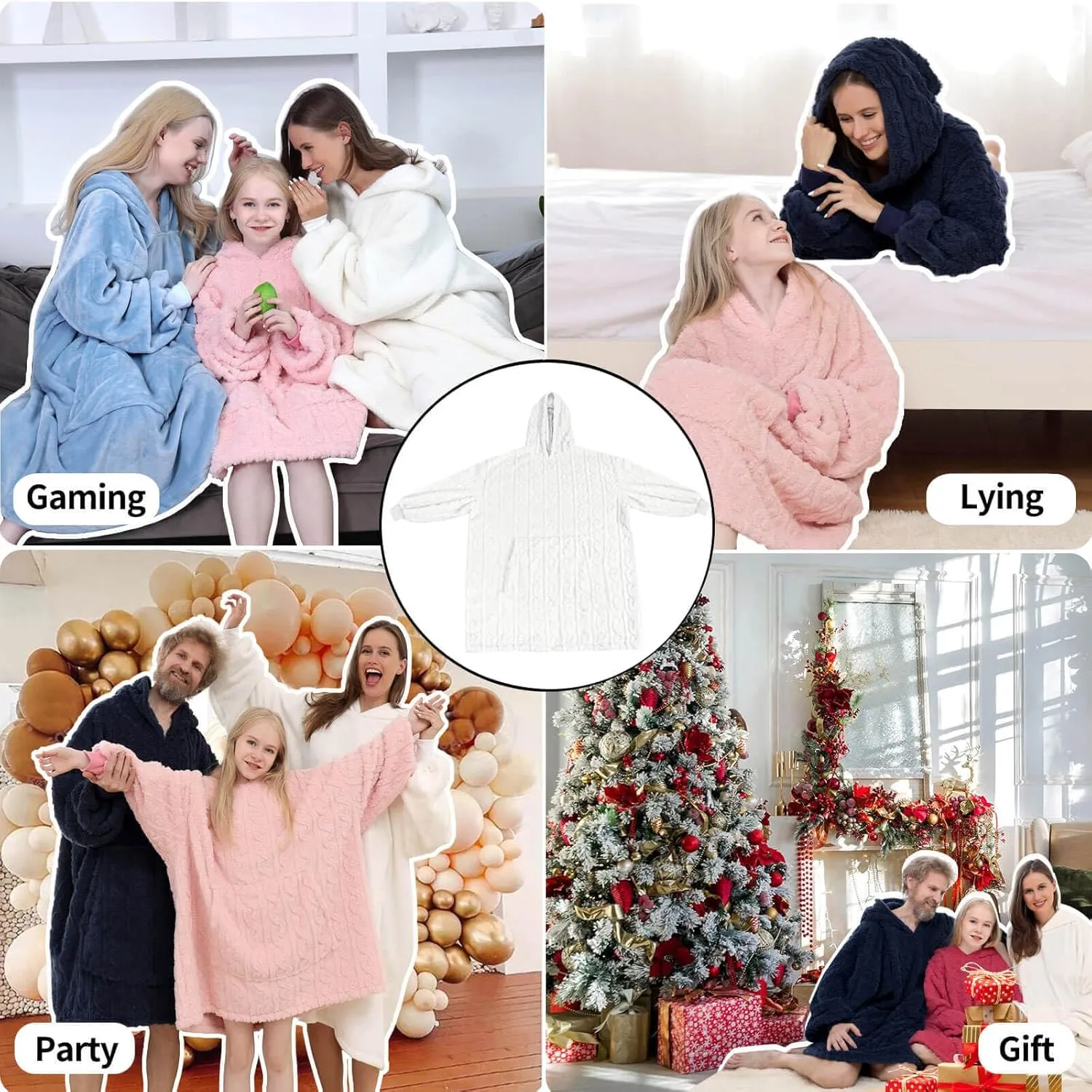 FestiCorp Oversized Blanket Hoodie for Adults - Extra Long Wearable Sweatshirt with Giant Sleeve, Hood and Pocket
