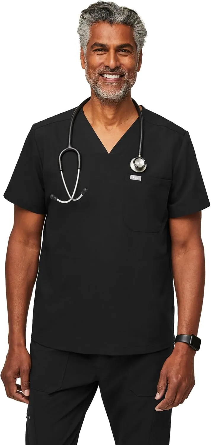 FIGS Chisec Scrub Top for Men  3 Pockets, Tailored Fit, Squared V-Neck, 4-Way Stretch, Moisture-Wicking Men's Scrubs