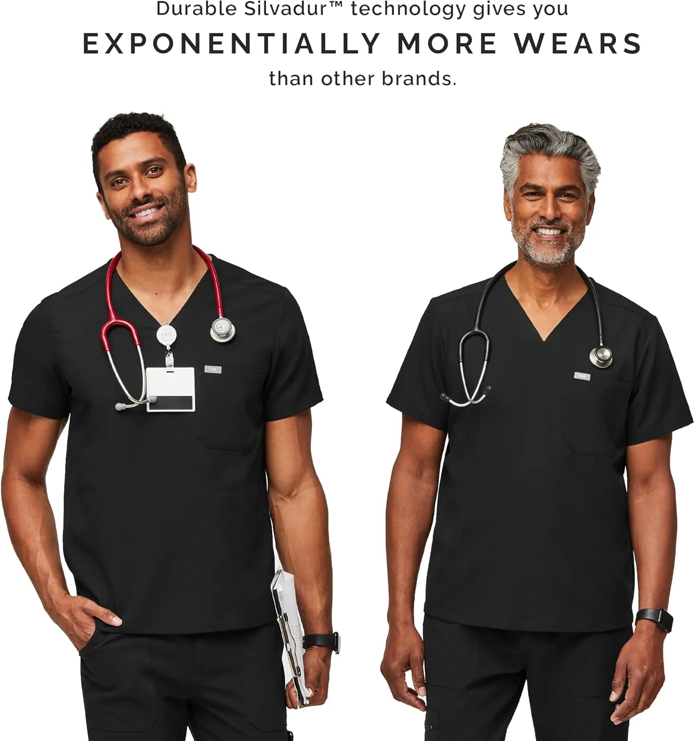 FIGS Chisec Scrub Top for Men  3 Pockets, Tailored Fit, Squared V-Neck, 4-Way Stretch, Moisture-Wicking Men's Scrubs