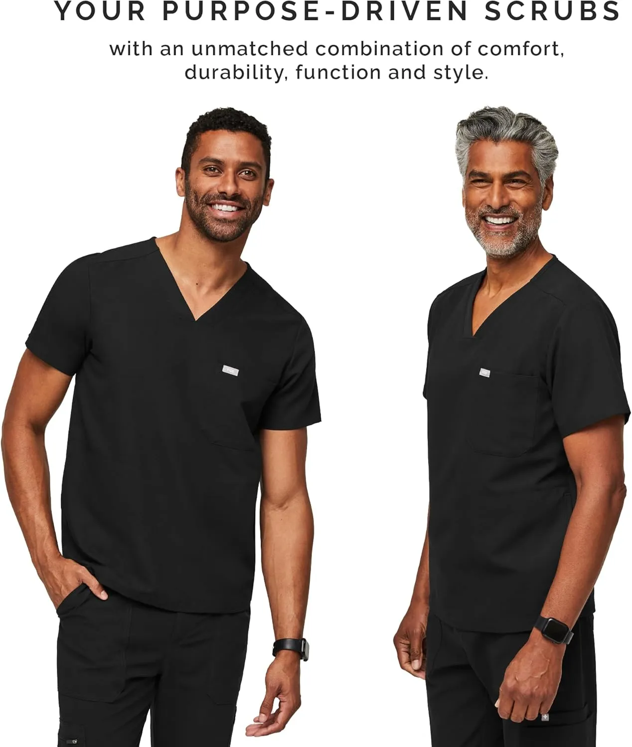 FIGS Chisec Scrub Top for Men  3 Pockets, Tailored Fit, Squared V-Neck, 4-Way Stretch, Moisture-Wicking Men's Scrubs
