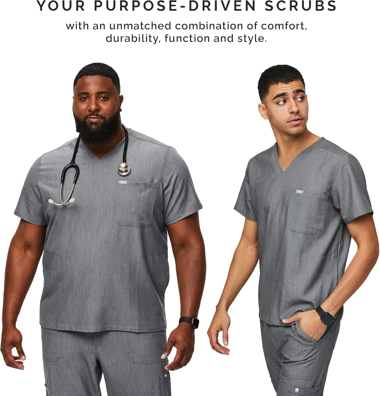 FIGS Chisec Scrub Top for Men  3 Pockets, Tailored Fit, Squared V-Neck, 4-Way Stretch, Moisture-Wicking Men's Scrubs