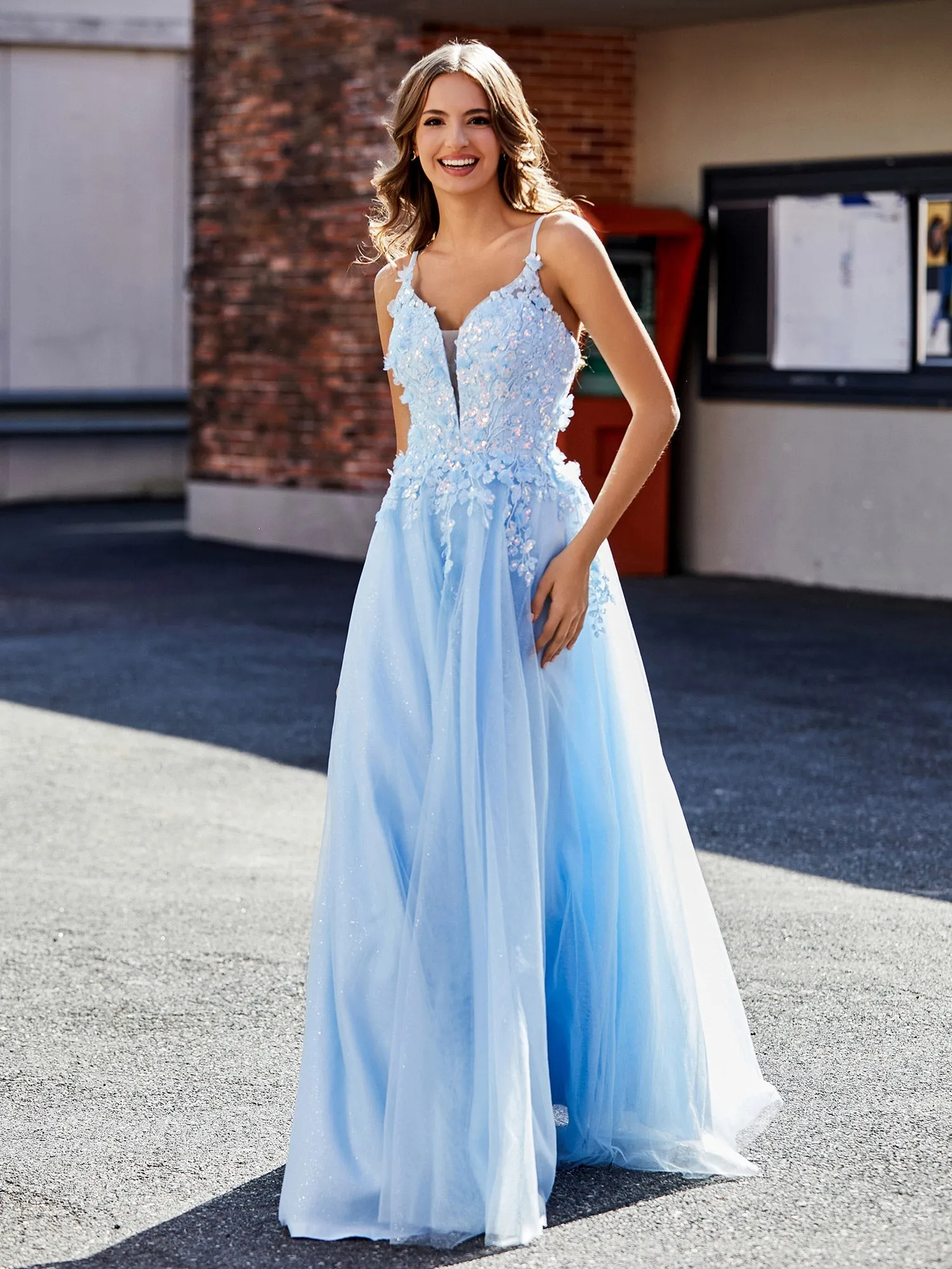 Flower Applique Ruched Skirt Tulle Gown Black