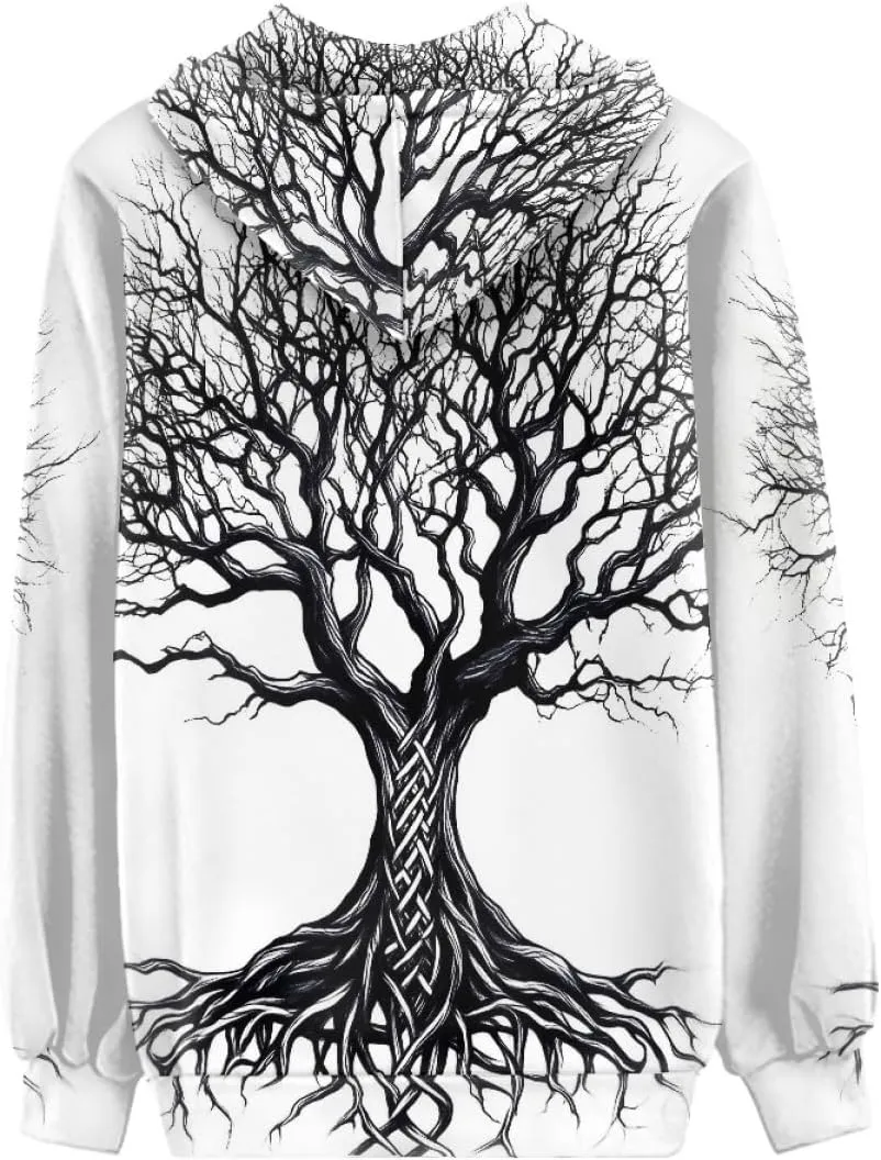 GLUDEAR Women Life Tree Graphic Print Zip Up Hoodies Novelty Viking Long Sleeve Hooded Sweatshirts Oversized Jackets