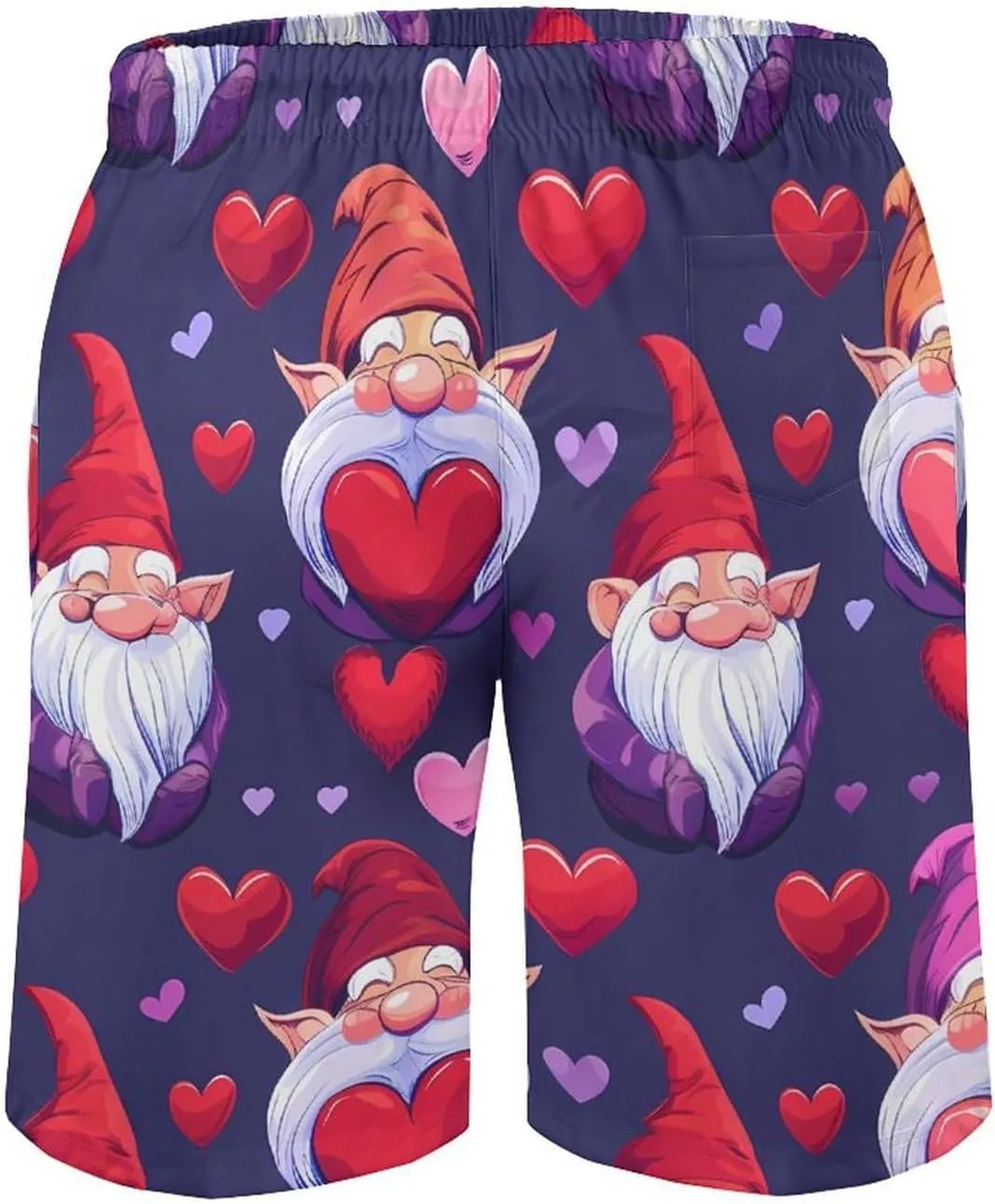 Gnomes Hearts Men's Swim Trunks Quick Dry Board Shorts Breathable Summer Beach Shorts Bathing Suits