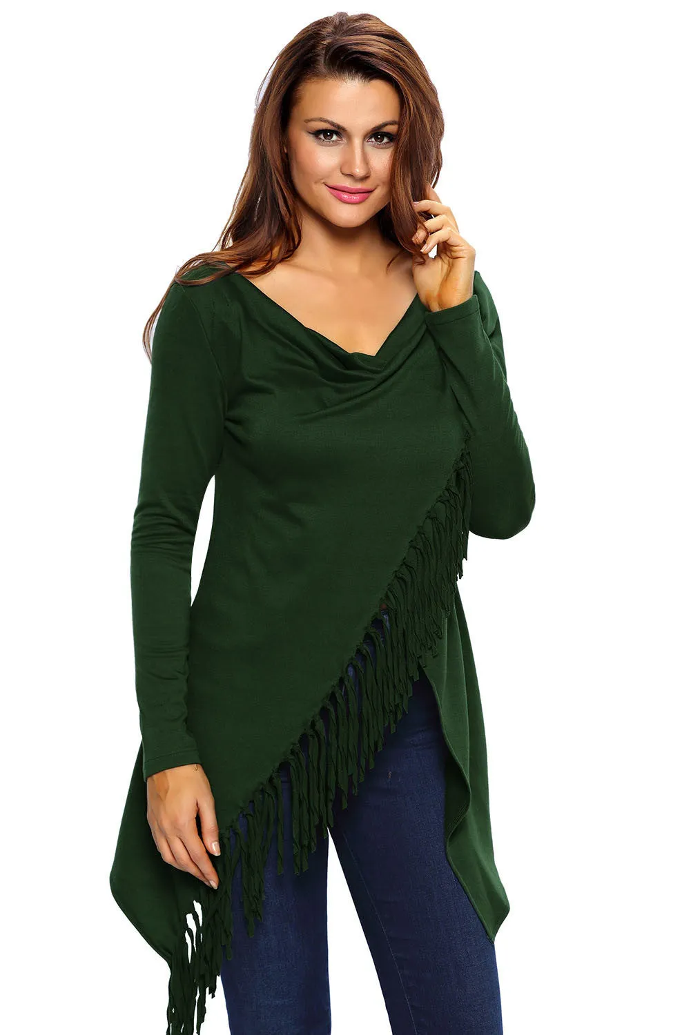Green Tassel Trim Stylish Top