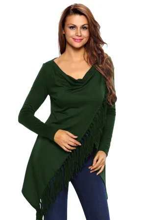 Green Tassel Trim Stylish Top