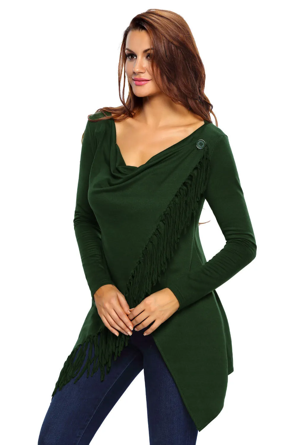 Green Tassel Trim Stylish Top