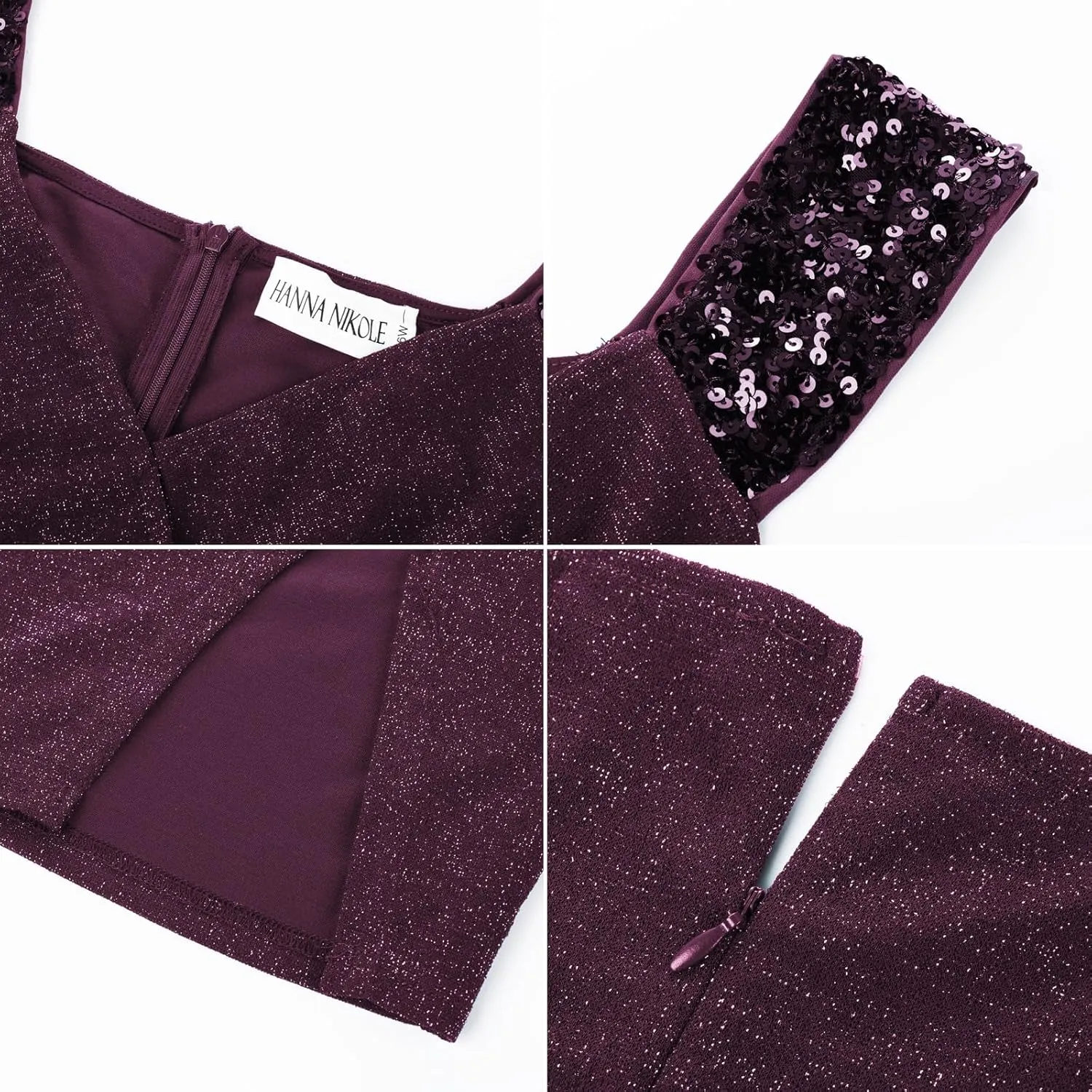 Hanna Nikole Plus Size Dress for Curvy Women Sequin Shoulder Strap Glitter Dress