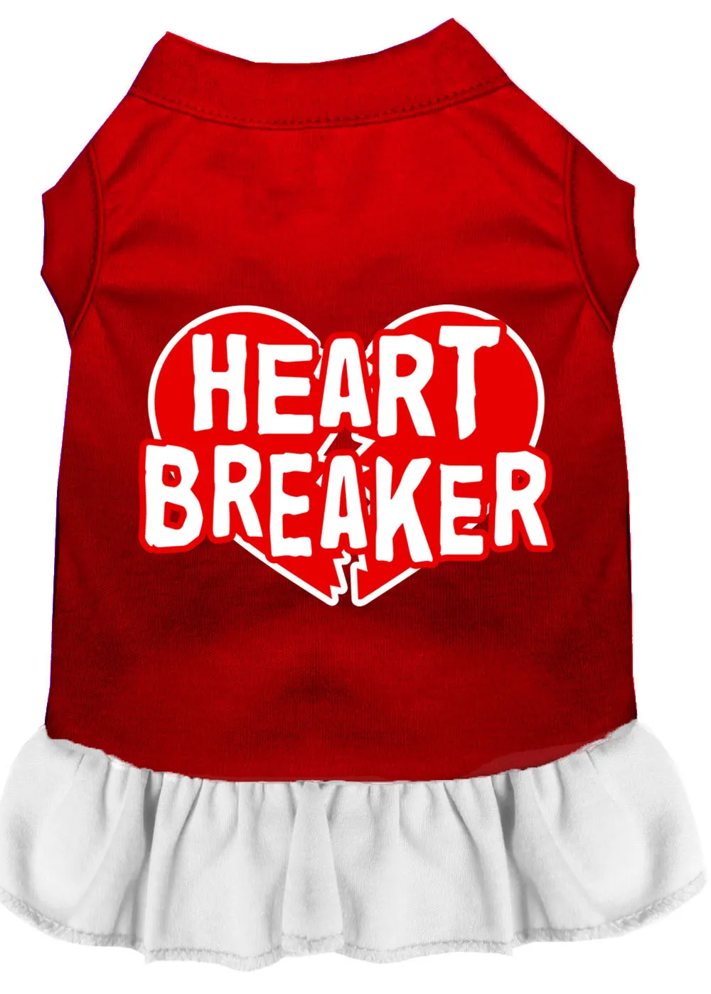 Heart Breaker Screen Print Dress Red With White Med