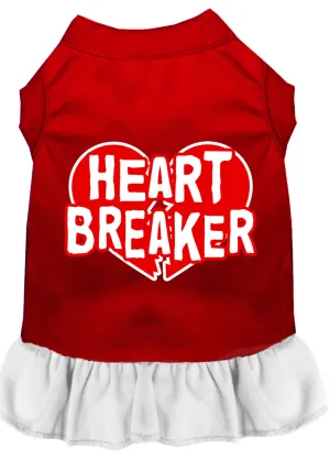 Heart Breaker Screen Print Dress Red With White Med