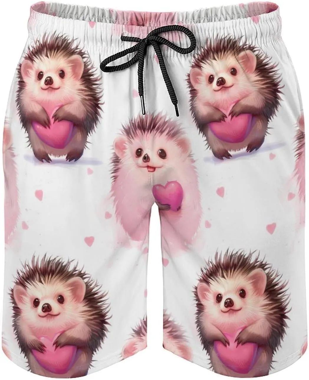 Hedgehogs Hearts Men's Swim Trunks Quick Dry Board Shorts Breathable Summer Beach Shorts Bathing Suits