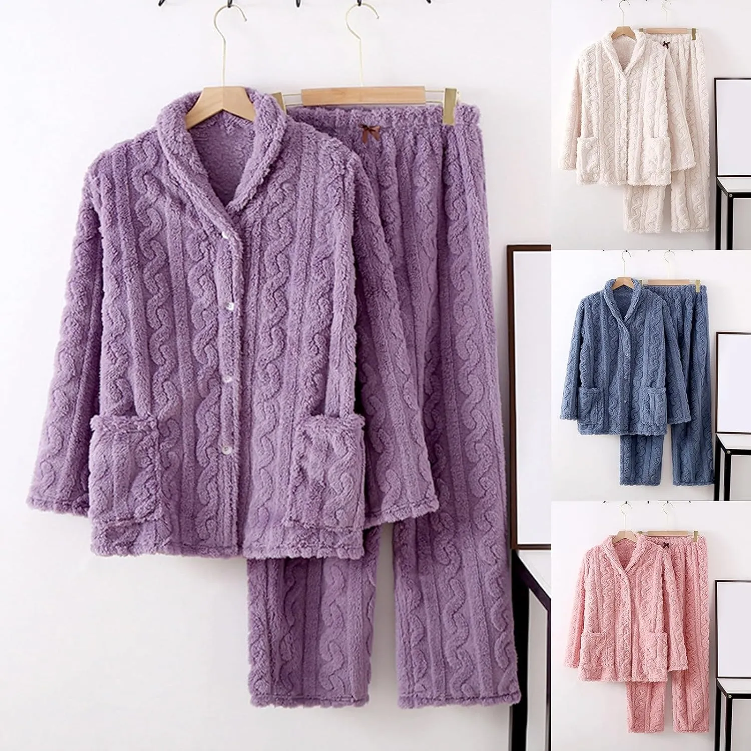 HGps8w Women's Flannel Nightgown, Fuzzy Fleece Cozy Plush Warm Winter Pullover Loungewear Sleepdress with Pocket