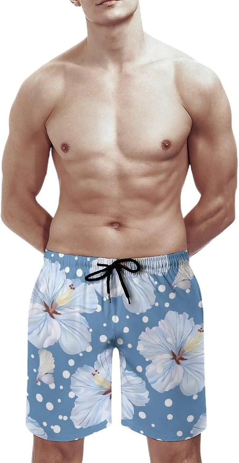 Hibiscus Flowers Men's Swim Trunks Quick Dry Board Shorts Breathable Summer Beach Shorts Bathing Suits