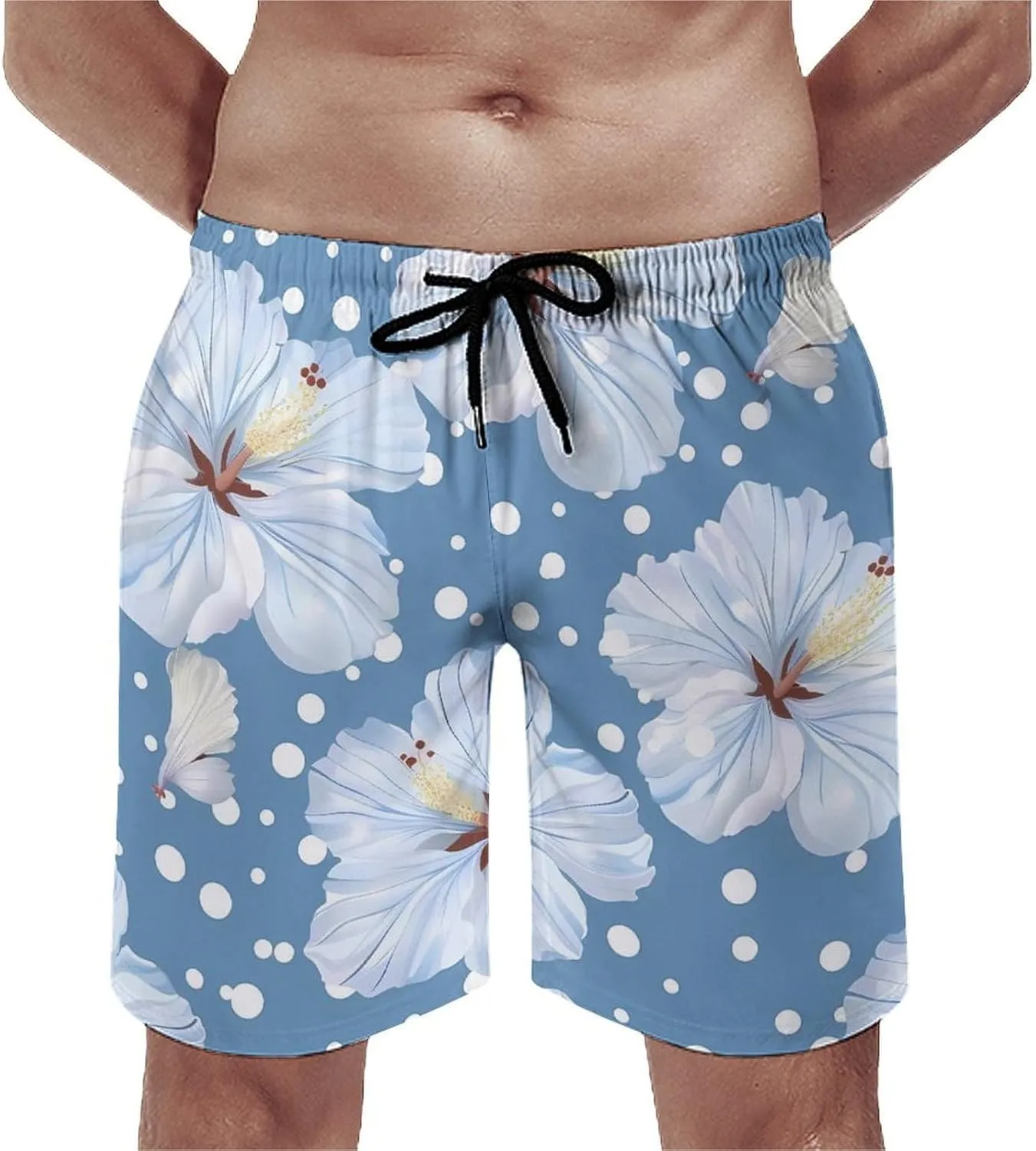 Hibiscus Flowers Men's Swim Trunks Quick Dry Board Shorts Breathable Summer Beach Shorts Bathing Suits