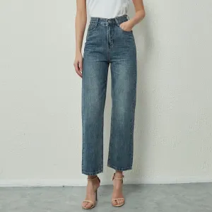 High Waist Wide Leg Straight Jeans