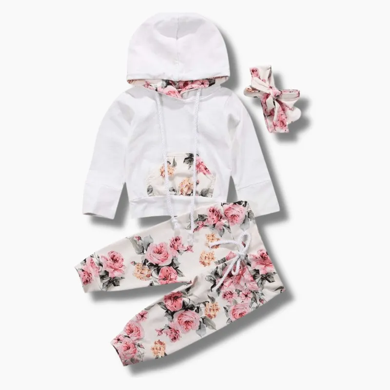 Hooded Tops Floral Pants