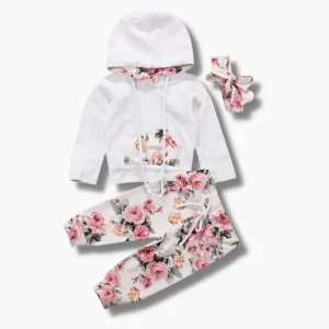 Hooded Tops Floral Pants